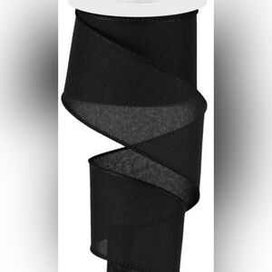 BLACK Ribbon Wired Edge 2.5” Royal Canvas. Gorgeous quality! Solid BLACK Ribbon